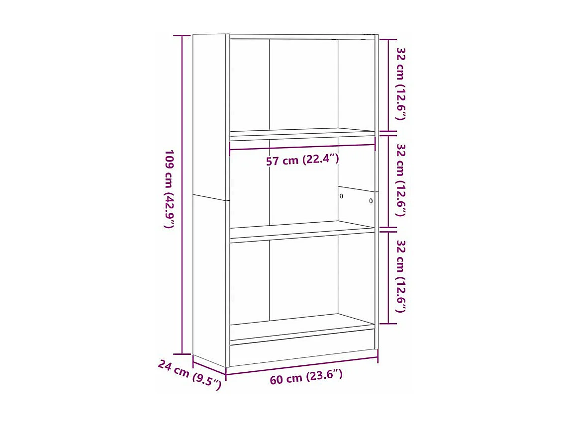 Bibliothèque sonoma gris 60x24x109 bois d'ingénierie