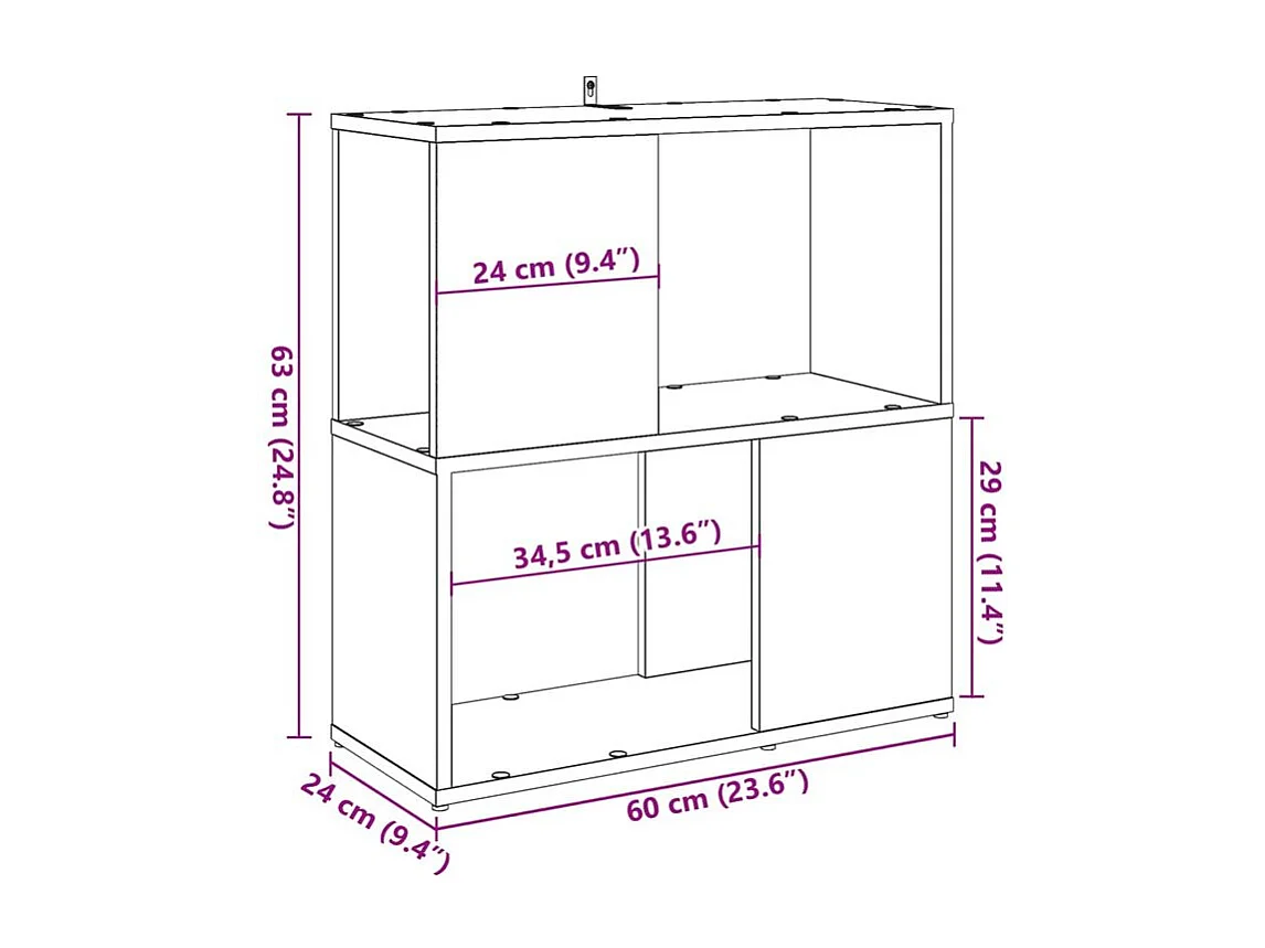 Bibliothèque vieux bois 60x24x63 bois d'ingénierie