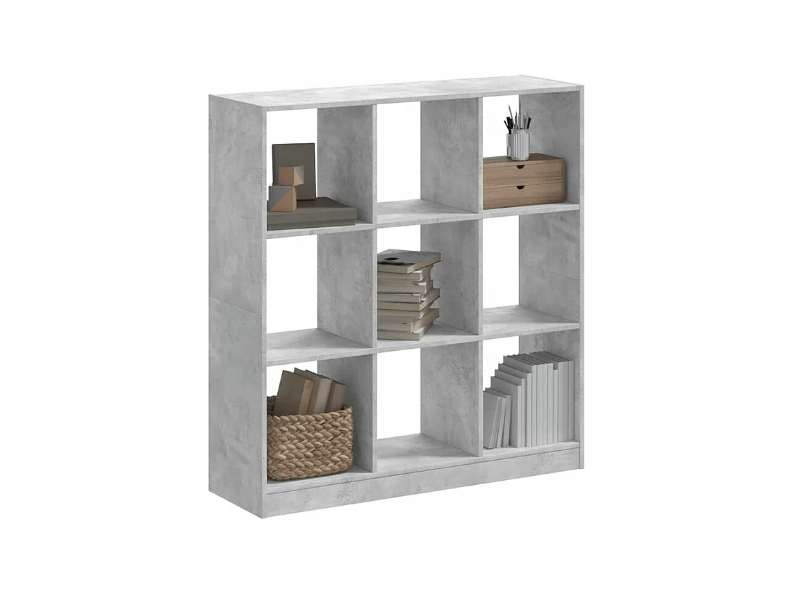 Bibliothèque gris béton 102x32x108 bois d'ingénierie