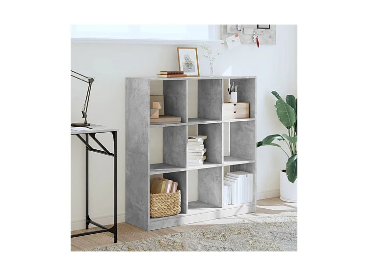 Bibliothèque gris béton 102x32x108 bois d'ingénierie