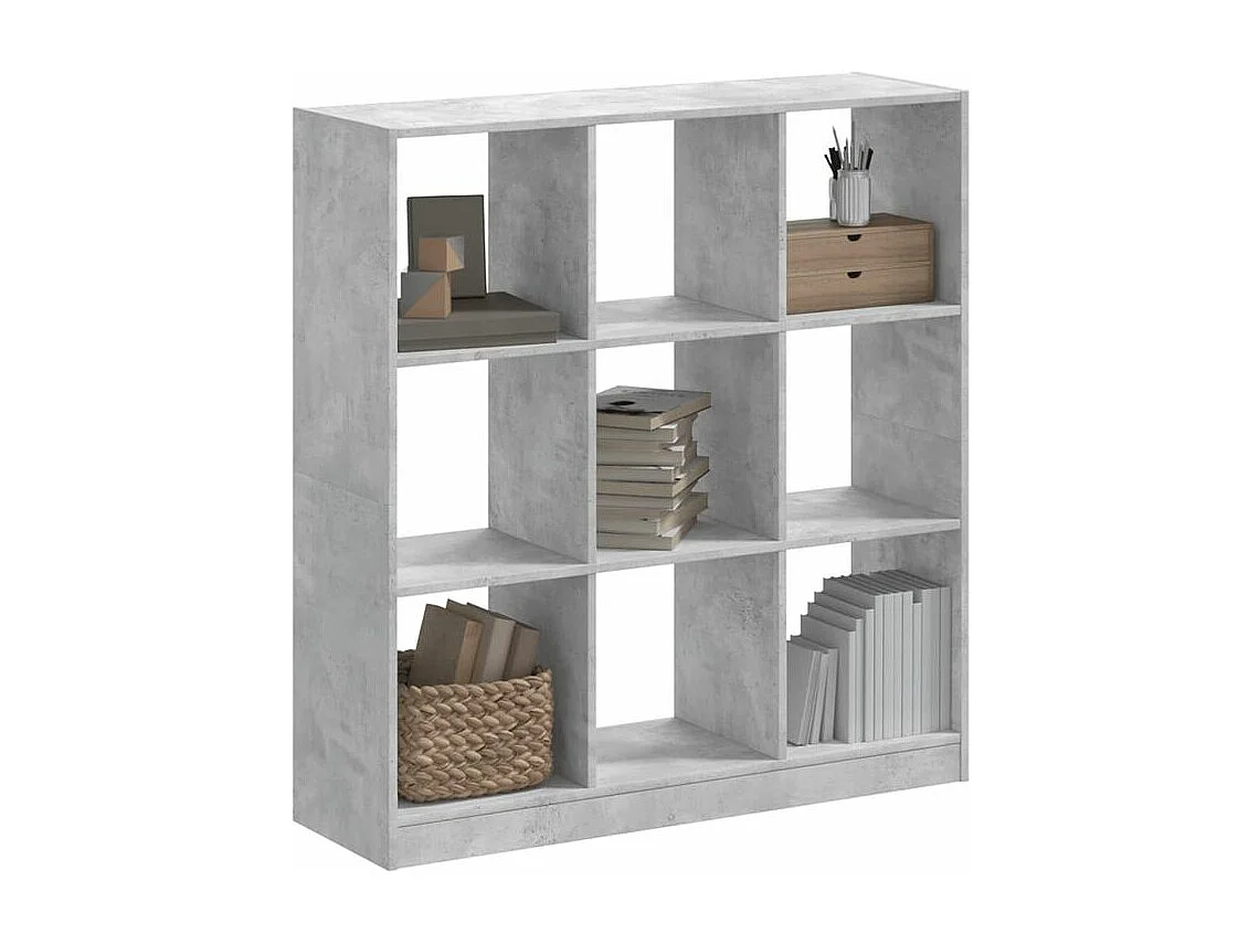 Bibliothèque gris béton 102x32x108 bois d'ingénierie