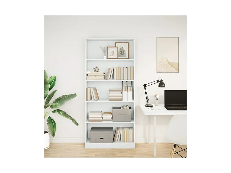 Bibliothèque blanc 80x24x176 bois d'ingénierie