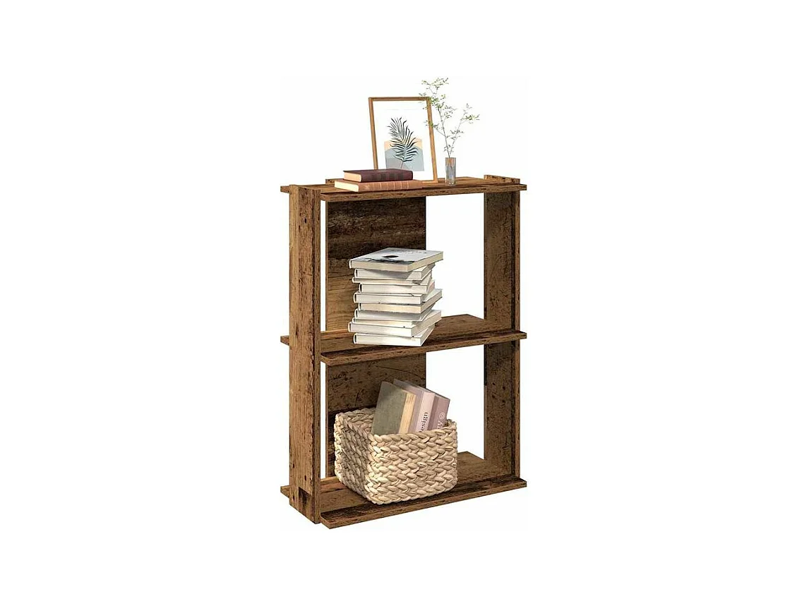 Bibliothèque à 3 niveaux vieux bois 60x30x80 bois ingénierie