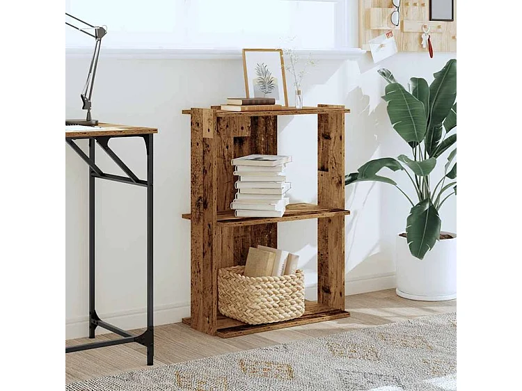 Bibliothèque à 3 niveaux vieux bois 60x30x80 bois ingénierie