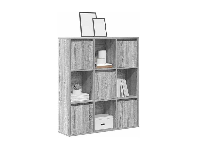 Meuble de rangement Kate 89cm - 4 niches 5 portes-Couleur Chêne gris