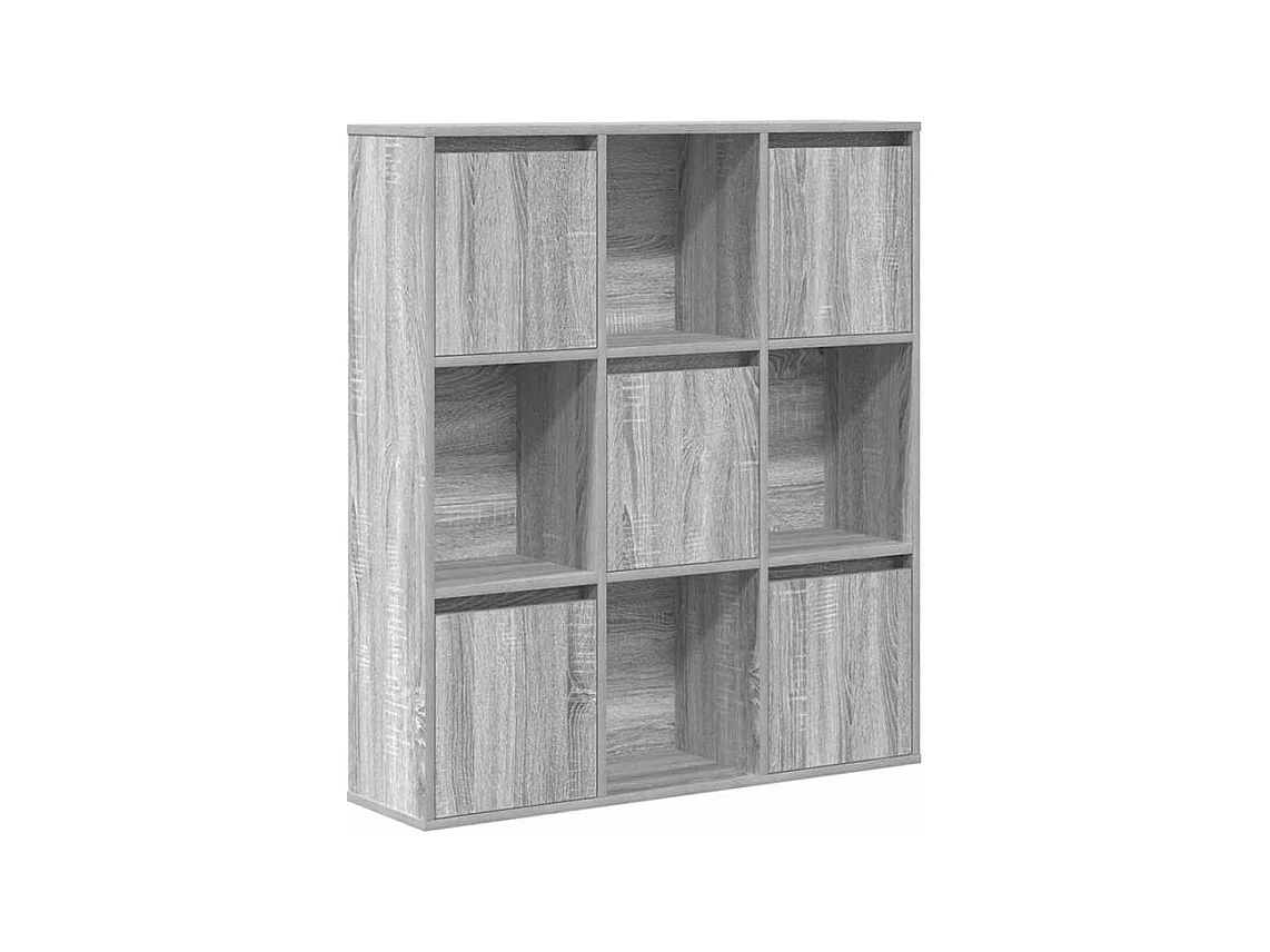 Meuble de rangement Kate 89cm - 4 niches 5 portes-Couleur Chêne gris