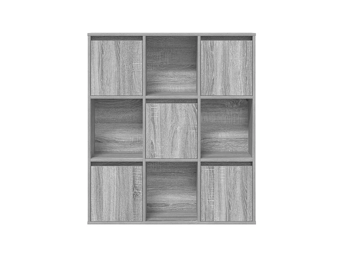 Meuble de rangement Kate 89cm - 4 niches 5 portes-Couleur Chêne gris