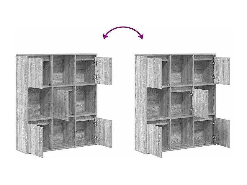 Meuble de rangement Kate 89cm - 4 niches 5 portes-Couleur Chêne gris