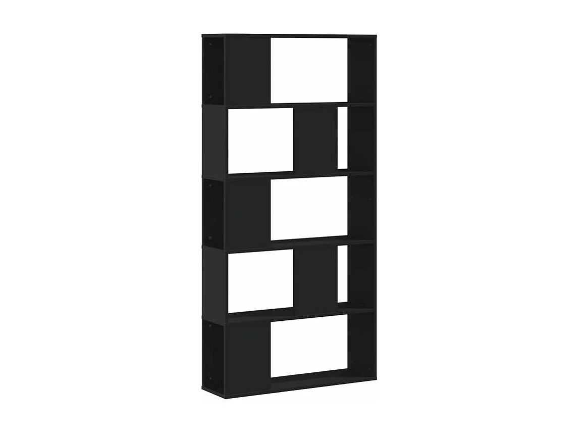 Bibliothèque 5 niveaux noir 80,5x23,5x162,5 bois ingénierie