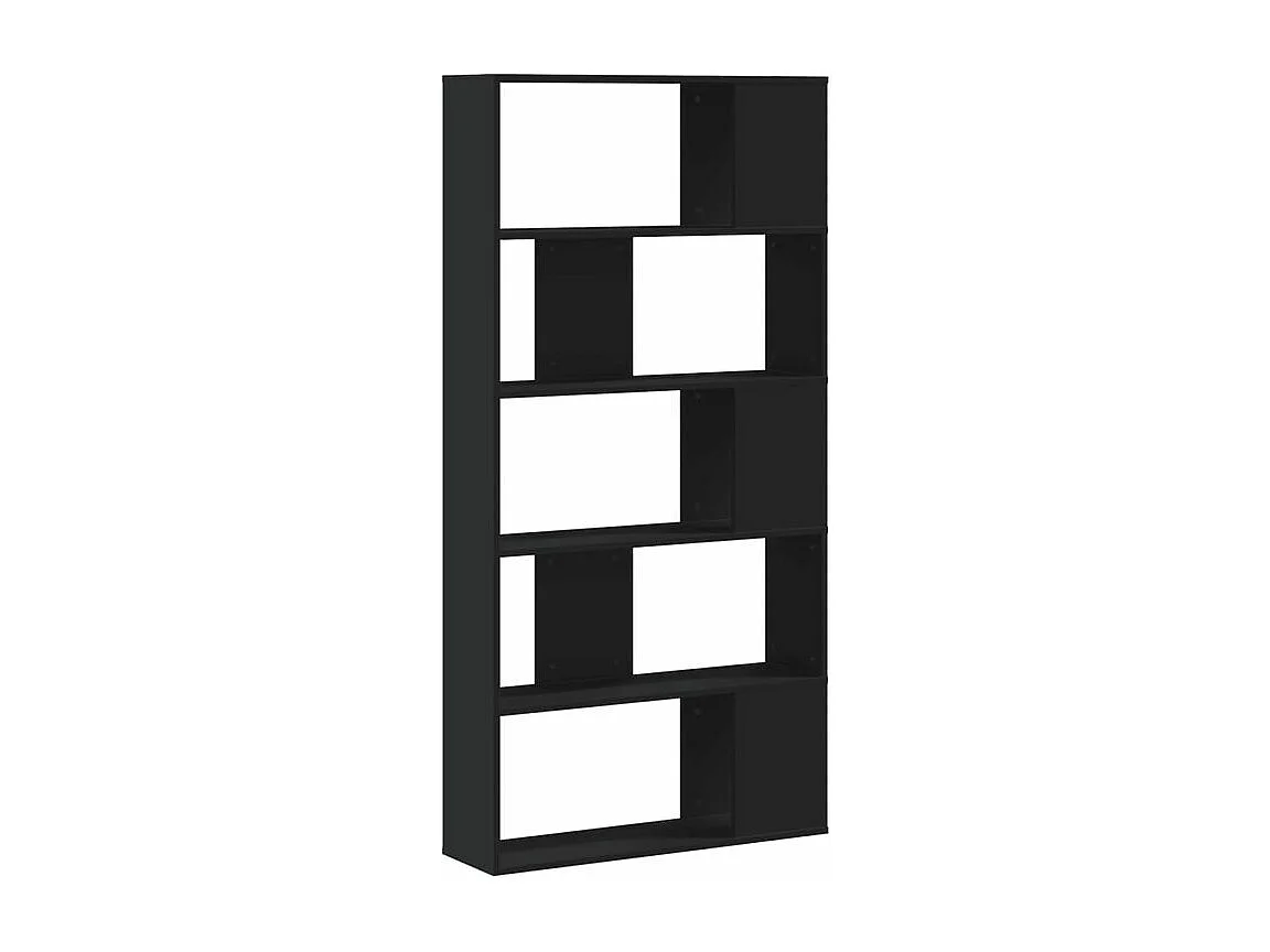 Bibliothèque 5 niveaux noir 80,5x23,5x162,5 bois ingénierie
