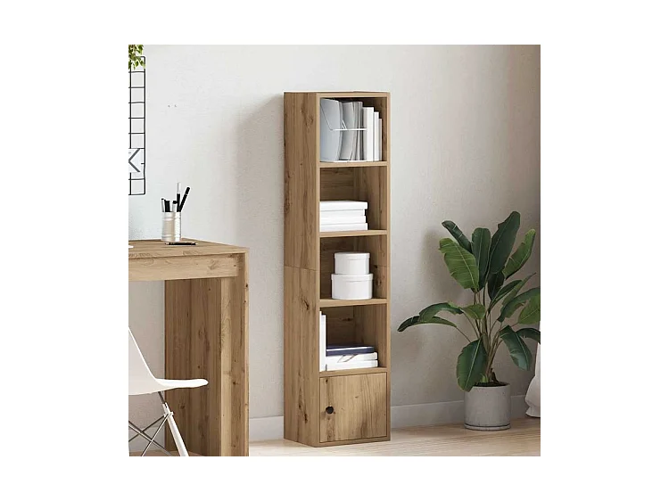 Bibliothèque chêne artisanal 31x24x127 bois d'ingénierie