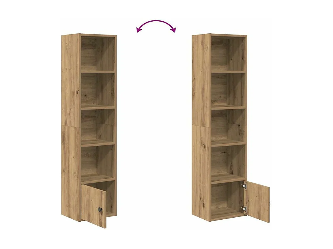 Bibliothèque chêne artisanal 31x24x127 bois d'ingénierie