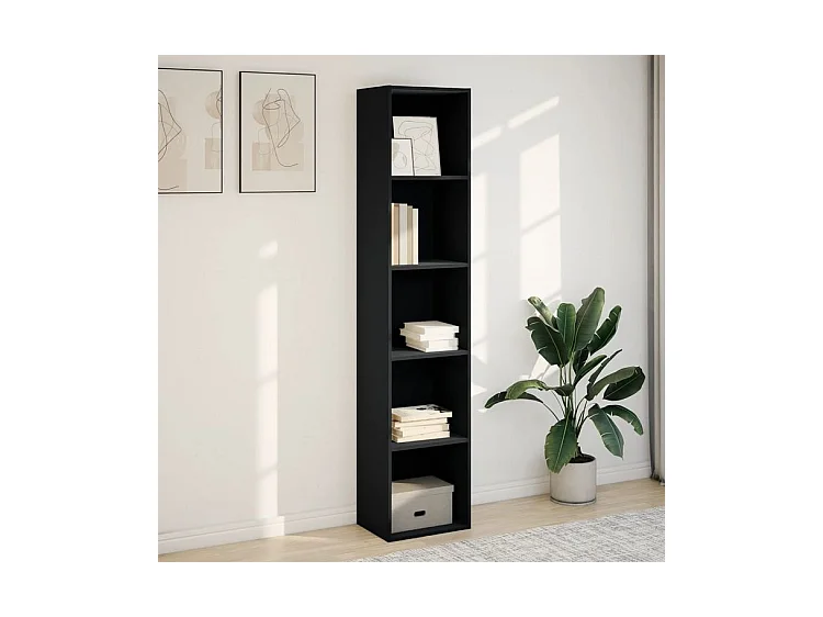 Bibliothèque noir 40x30x189 bois d'ingénierie