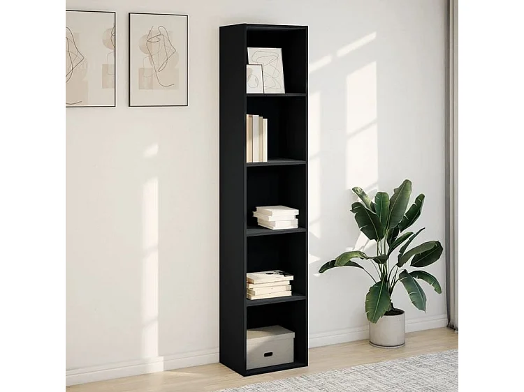 Bibliothèque noir 40x30x189 bois d'ingénierie