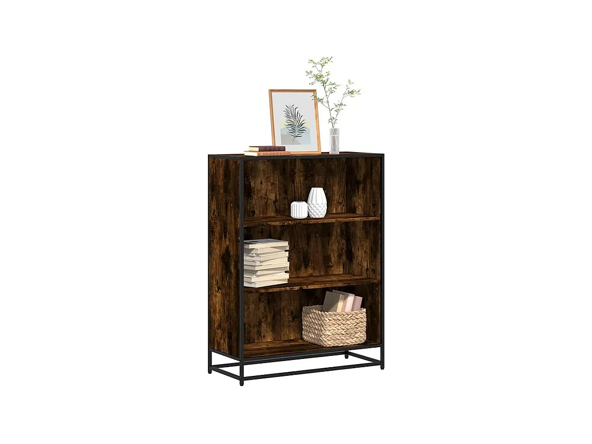 Bibliothèque chêne fumé 80,5x35x107,5 bois d'ingénierie