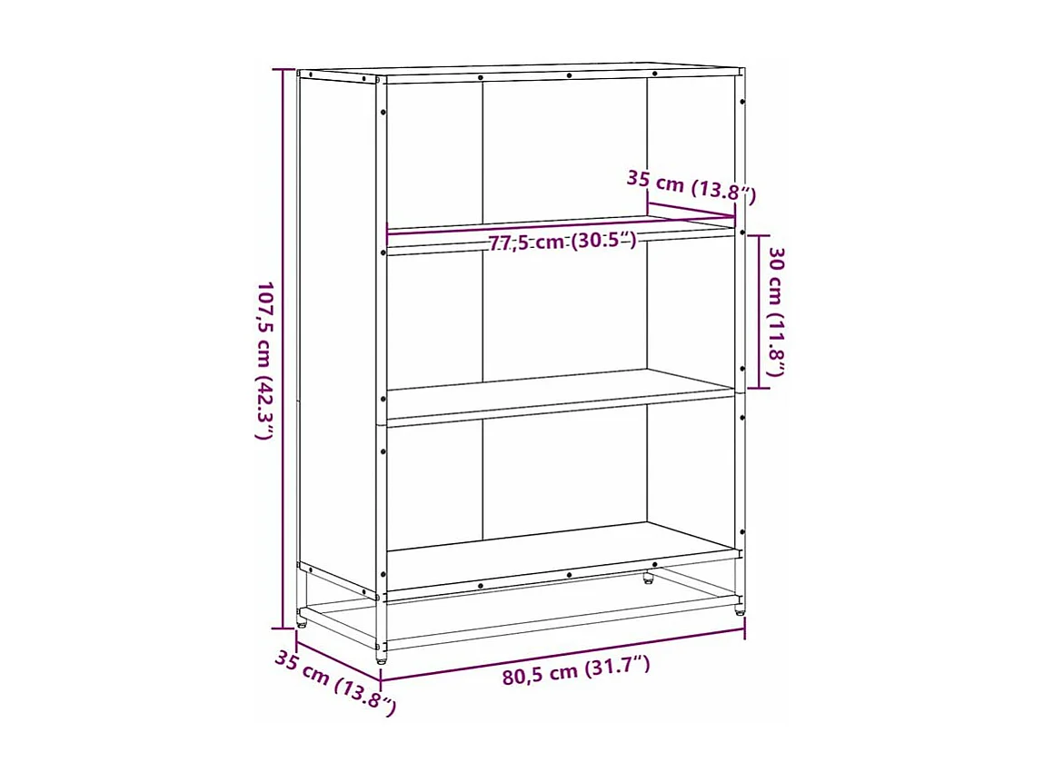 Bibliothèque chêne fumé 80,5x35x107,5 bois d'ingénierie