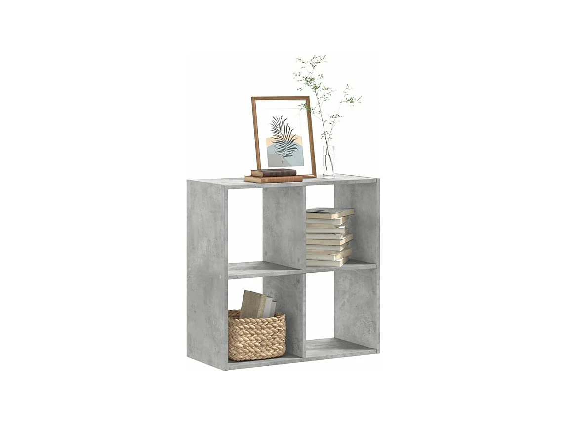 Bibliothèque gris béton 68,5x32x68,5 bois d'ingénierie