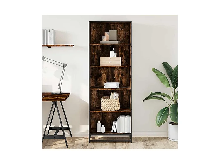Bibliothèque chêne fumé 60x35x170,5 bois d'ingénierie