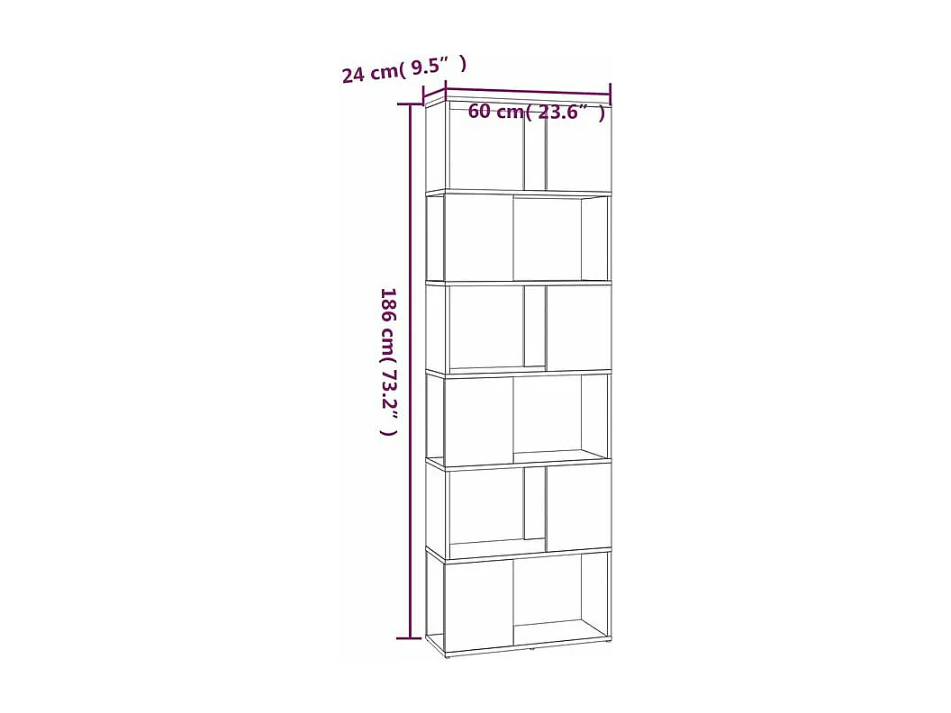 Bibliothèque séparateur en bois Mikola 60cm - Simple et moderne-Couleur Noyer