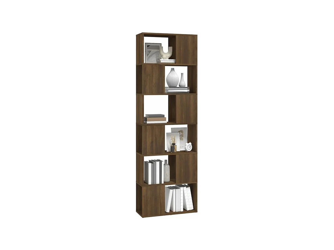 Bibliothèque séparateur en bois Mikola 60cm - Simple et moderne-Couleur Noyer