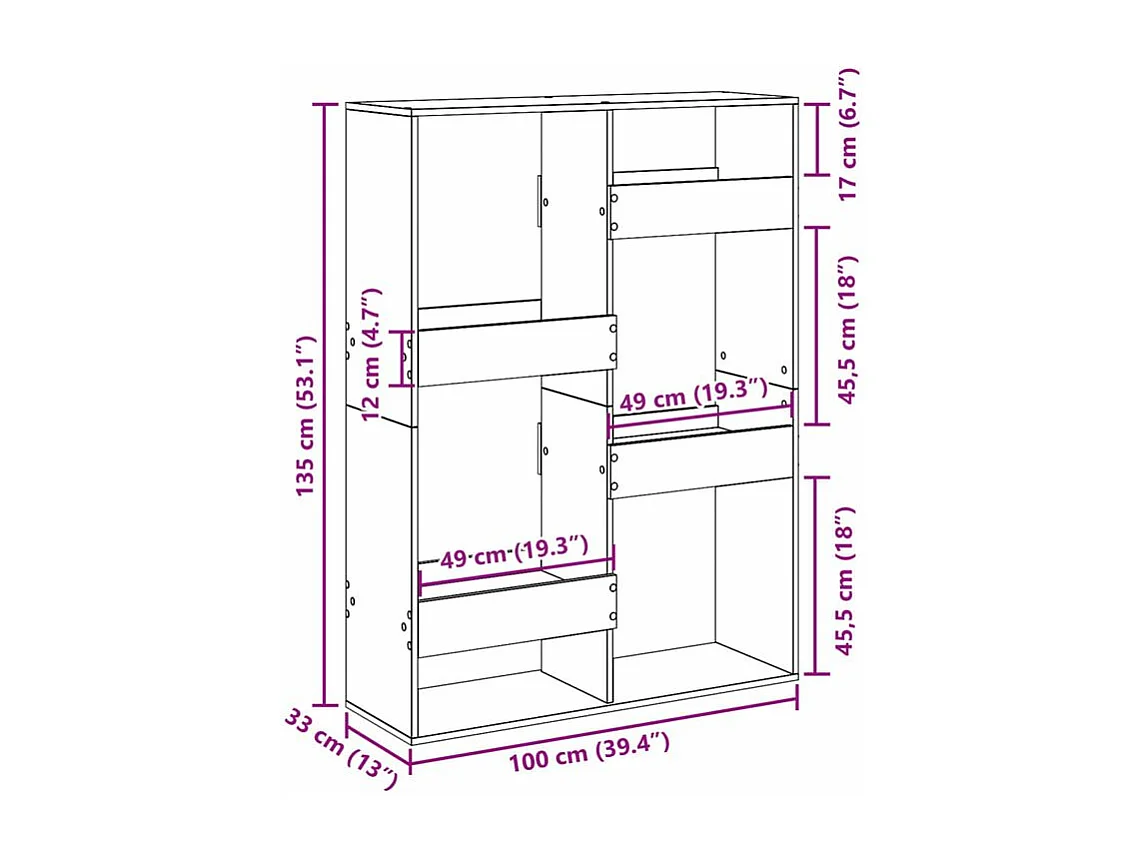 Bibliothèque chêne marron 100x33x135 bois d'ingénierie