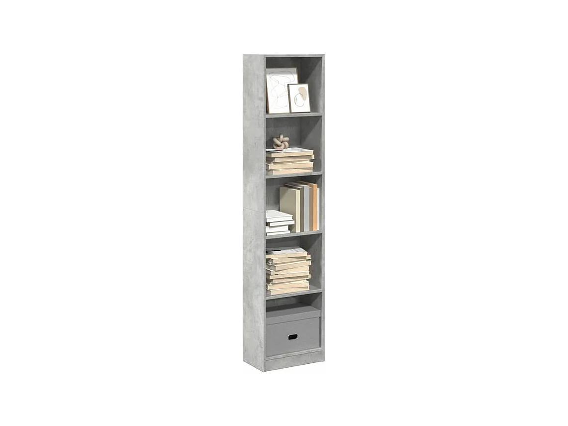 Bibliothèque gris béton 40x24x176 bois d'ingénierie