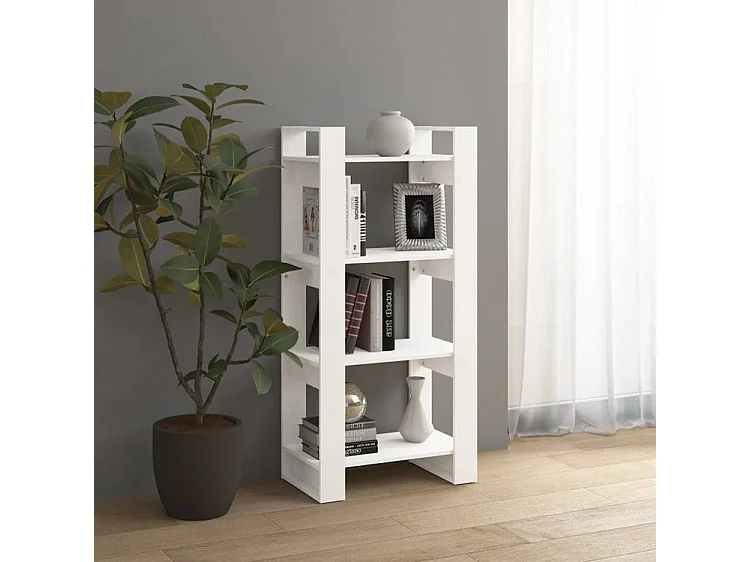 Bibliothèque-Séparateur de pièce Blanc 60x35x125 Bois massif