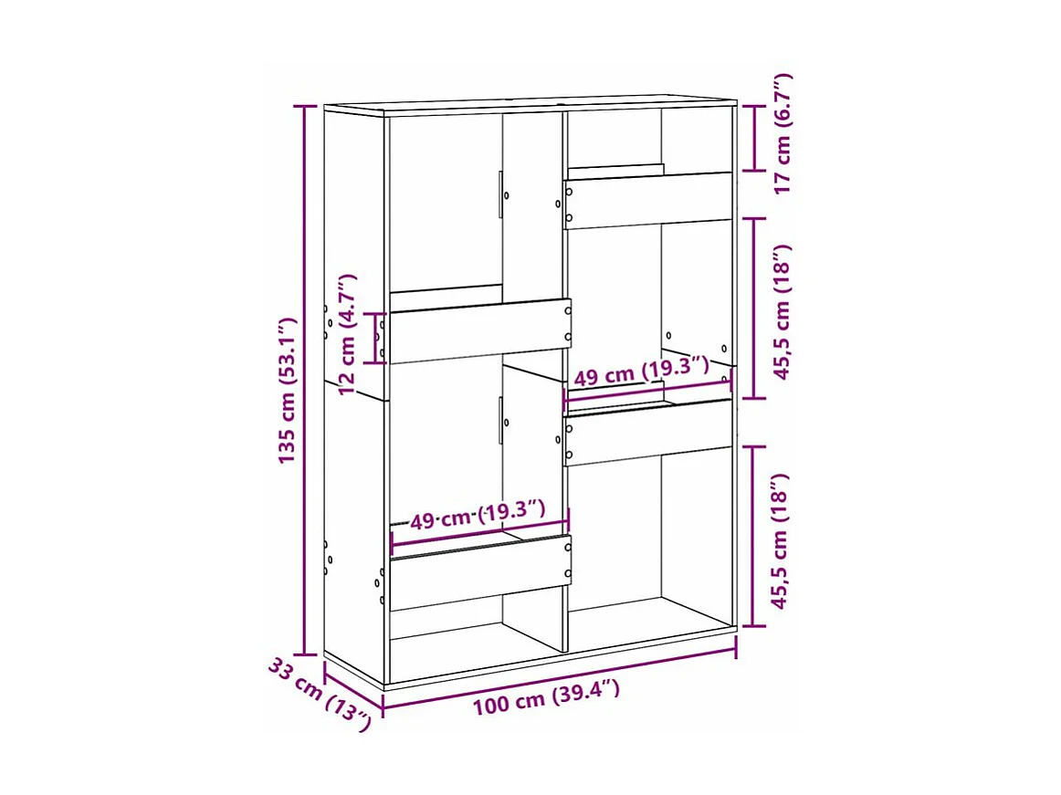 Bibliothèque vieux bois 100x33x135 bois d'ingénierie