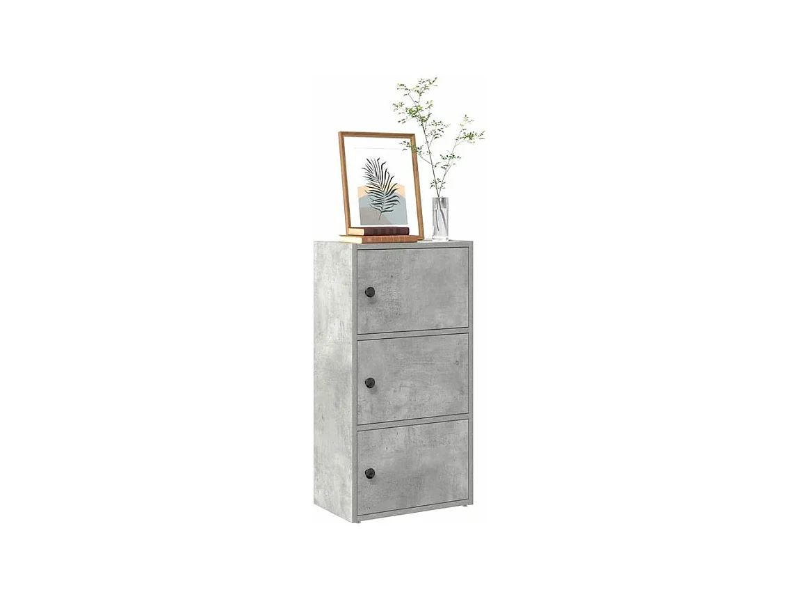 Bibliothèque gris béton 40x24x77 bois d'ingénierie