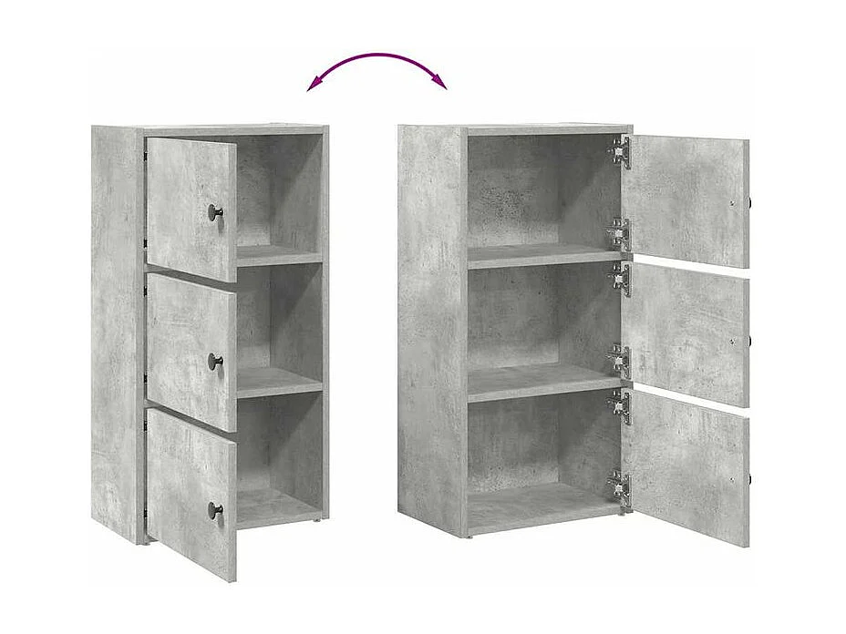 Bibliothèque gris béton 40x24x77 bois d'ingénierie