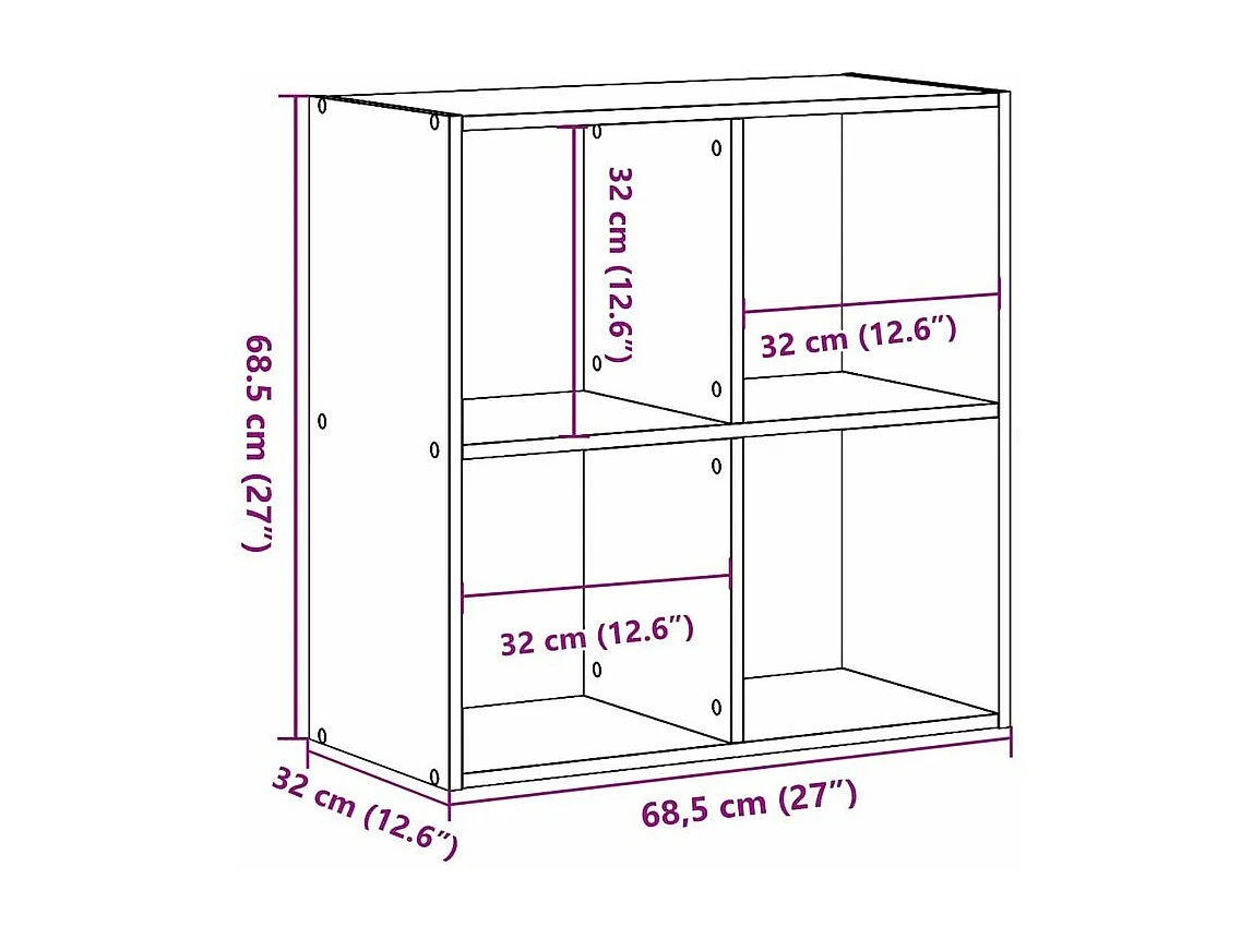 Bibliothèque chêne sonoma 68,5x32x68,5 bois d'ingénierie