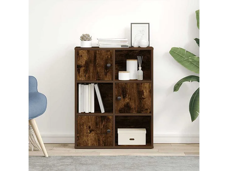 Bibliothèque chêne fumé 60x24x76,5 bois d'ingénierie