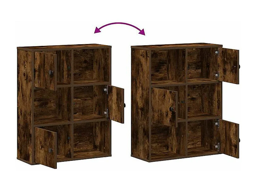 Bibliothèque chêne fumé 60x24x76,5 bois d'ingénierie