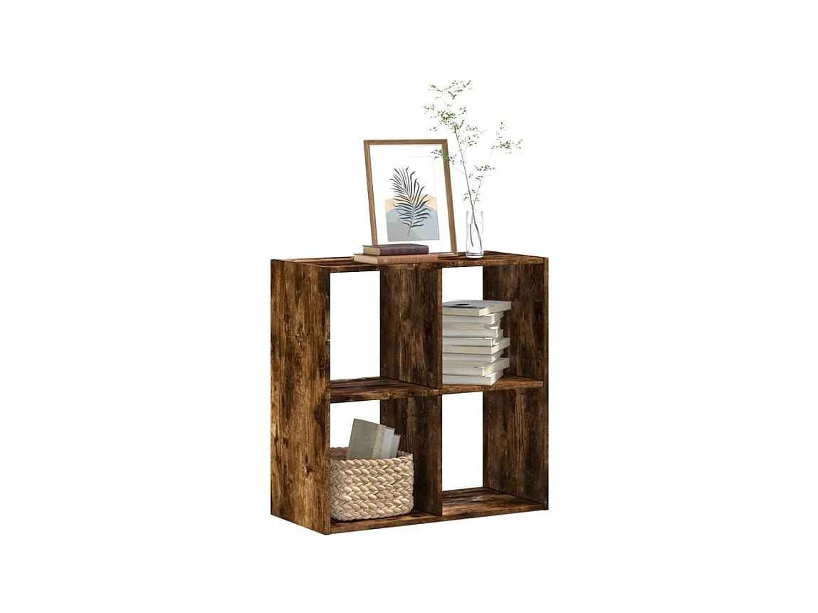 Bibliothèque chêne fumé 68,5x32x68,5 bois d'ingénierie