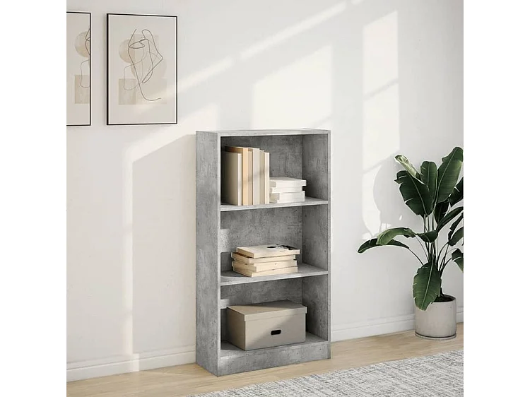 Bibliothèque gris béton 60x24x109 bois d'ingénierie