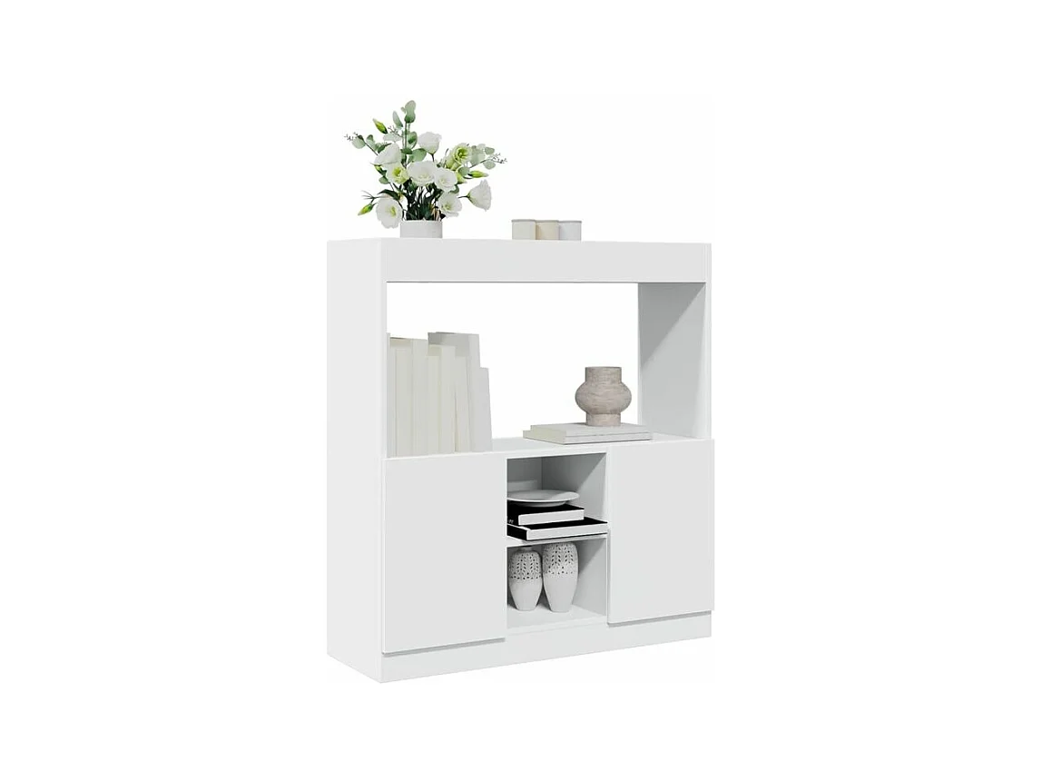 Buffet haut blanc 92x33x100 bois d'ingénierie