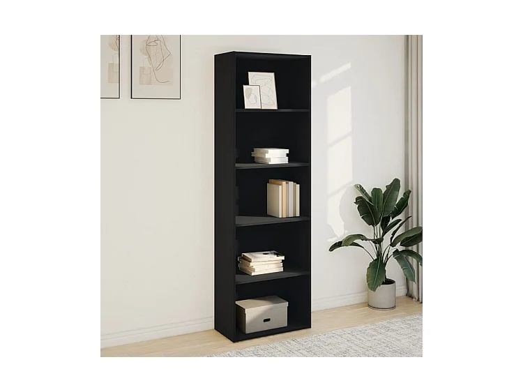 Bibliothèque noir 60x30x189 bois d'ingénierie