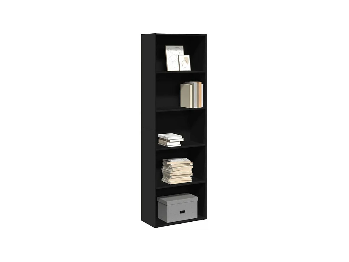 Bibliothèque noir 60x30x189 bois d'ingénierie