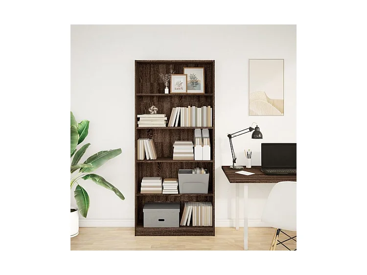 Bibliothèque chêne marron 80x24x176 bois d'ingénierie