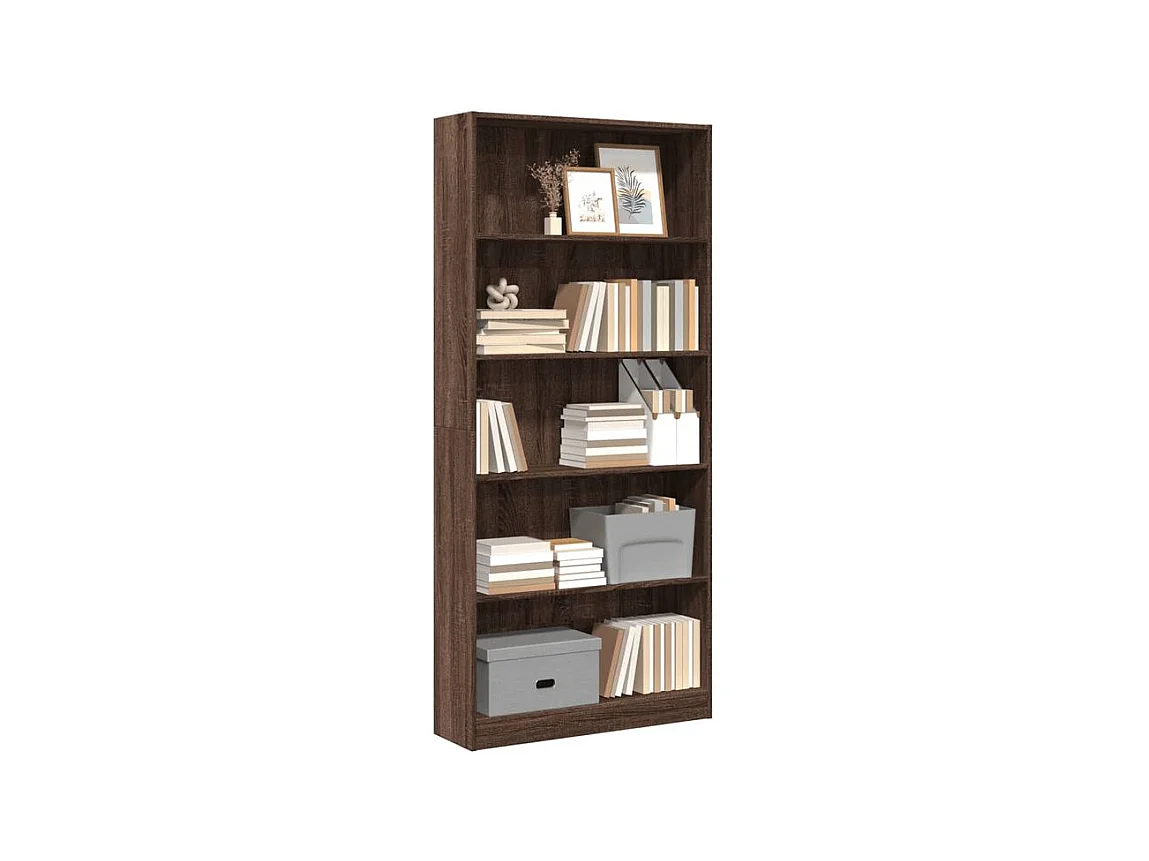 Bibliothèque chêne marron 80x24x176 bois d'ingénierie