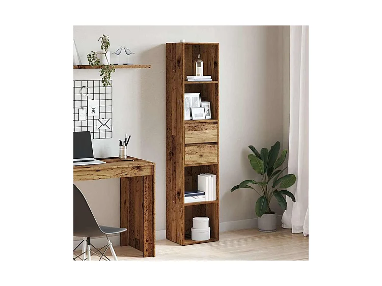 Bibliothèque vieux bois 36x30x171 bois d'ingénierie