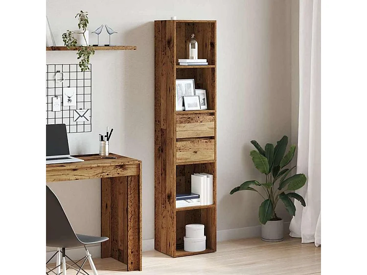 Bibliothèque vieux bois 36x30x171 bois d'ingénierie