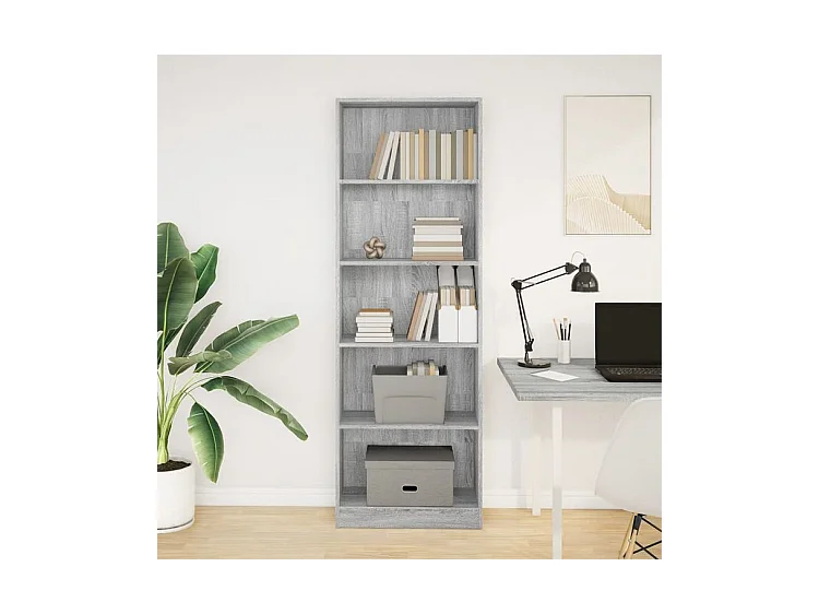 Bibliothèque sonoma gris 60x24x176 bois d'ingénierie