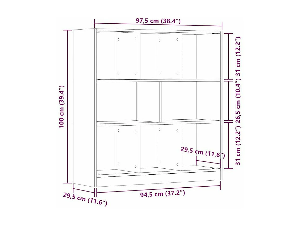 Bibliothèque vieux bois 97,5x29,5x100 bois d'ingénierie