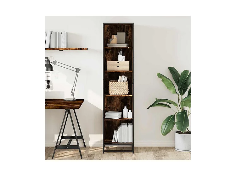 Bibliothèque chêne fumé 40x35x170,5 bois d'ingénierie