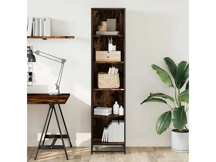 Bibliothèque chêne fumé 40x35x170,5 bois d'ingénierie
