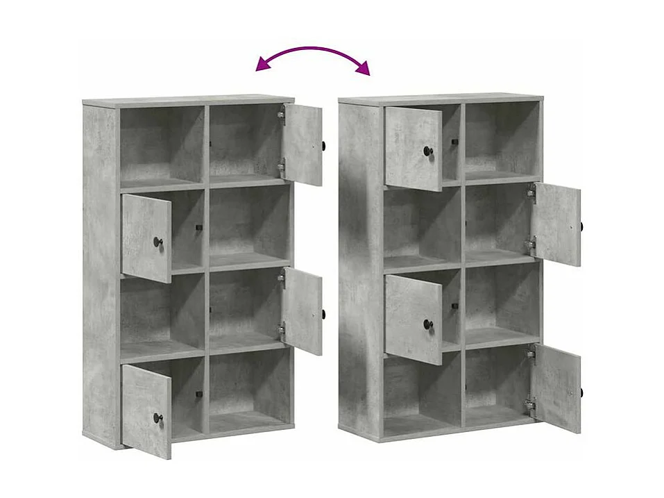 Bibliothèque gris béton 60x24x101,5 bois d'ingénierie