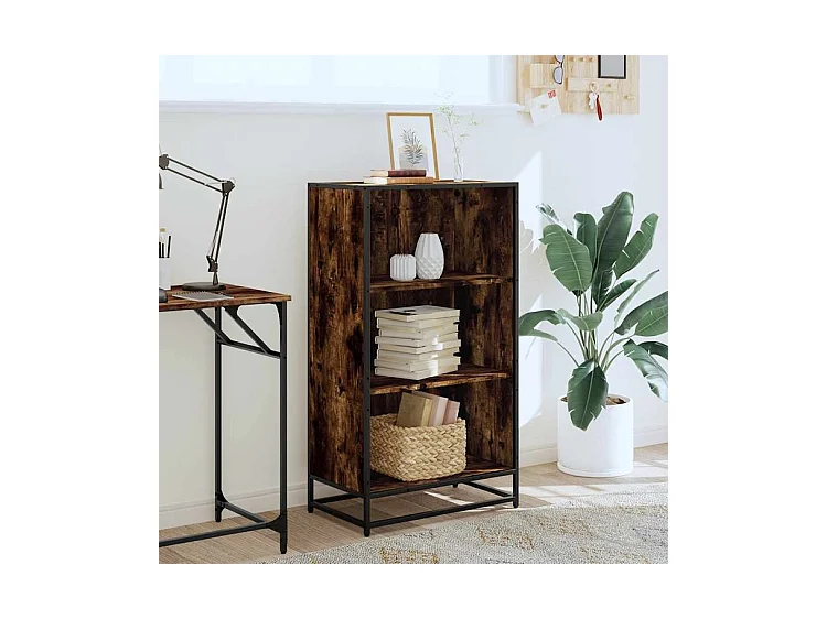 Bibliothèque chêne fumé 60x35x107,5 bois d'ingénierie