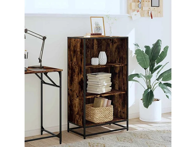 Bibliothèque chêne fumé 60x35x107,5 bois d'ingénierie