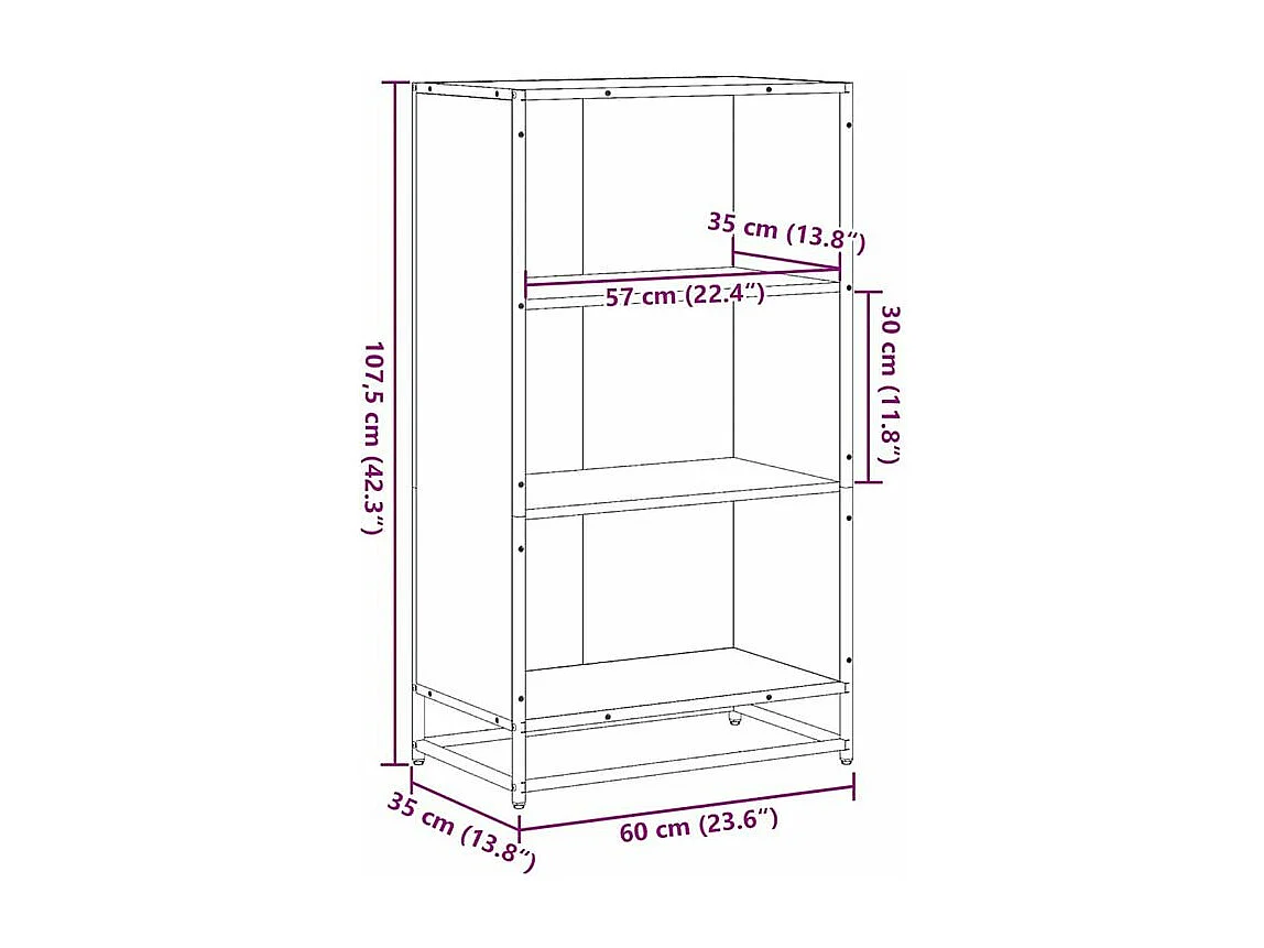 Bibliothèque chêne fumé 60x35x107,5 bois d'ingénierie